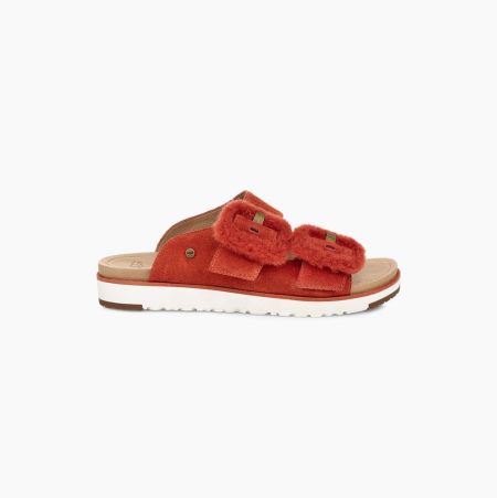 UGG Fluff Indio Red Sandals for Women (FBJQ67981)